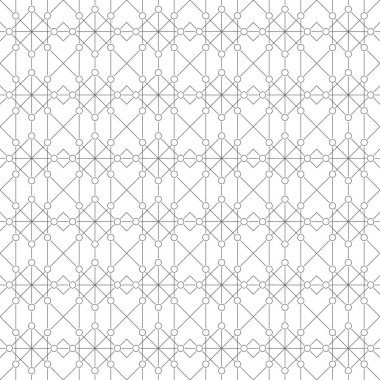 Kusursuz desen. Soyut geometrik arkaplan. Düzenli olarak ince çizgiler ve daireler çizen modern doğrusal doku. Vektör ögesi grafik tasarımı