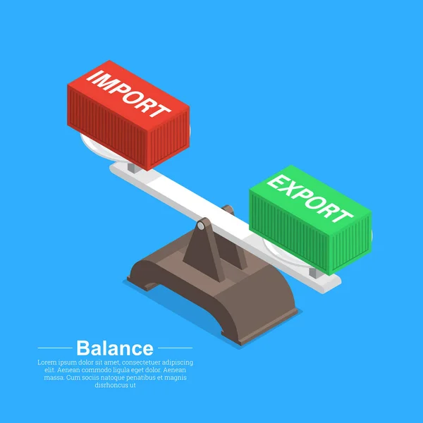 Balansen Mellan Import Och Export Handelsbalans Affärsidé Förhållandet Mellan Omsättning — Stock vektor