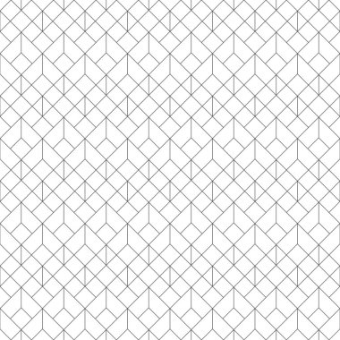 Kusursuz desen. Modern stil dokusu. Düzenli olarak geometrik süslemeleri doğrusal altıgenlerle, eşkenar dörtgenlerle, elmaslarla, üçgenlerle tekrarlıyorlar. İnce çizgi. Grafiksel tasarımın vektör ögesi