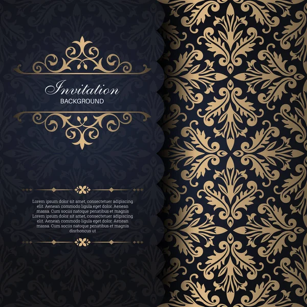 Vintage Gold Frame Baroque Style Decorative Ancient Ornament Card Invitations — Stock Vector