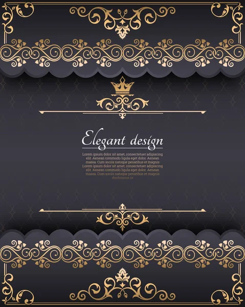 Cadre Vintage Style Baroque Ornement Ancien Décoratif Carte Des Invitations — Image vectorielle