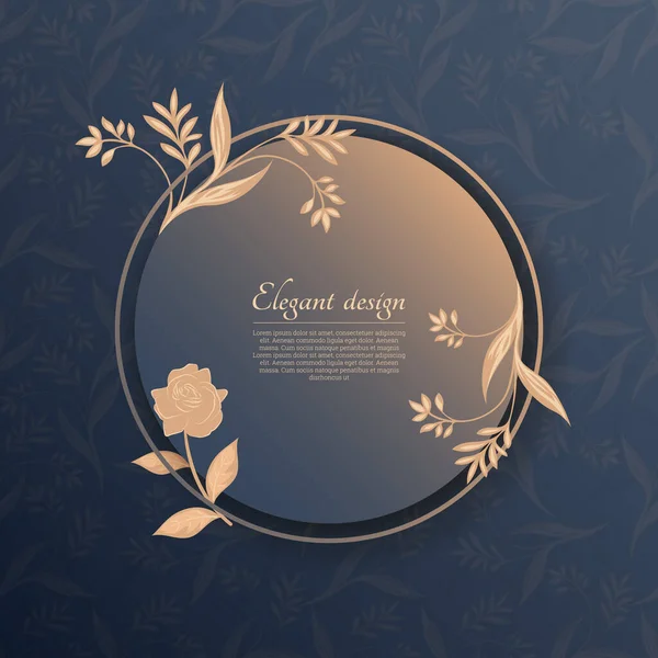 Runde Begrüßungsrahmen Florale Goldene Vorlage Mit Platz Für Text Design lizenzfreie Stockillustrationen