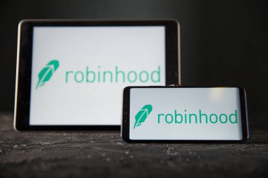 Tula 24 09 2019: robinhood on the tablet and phone display.