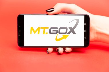 26 08 2019 Tula: Telefon ekranında Mtgox. Logo