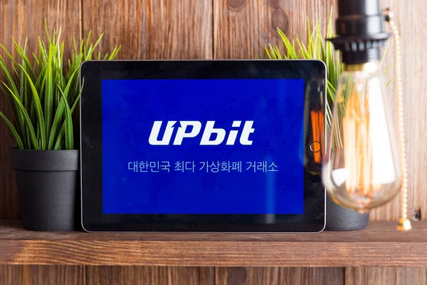 Tula Russia 16.01.20 UPbit on the tablet computer screen isolated. — Stock Photo, Image
