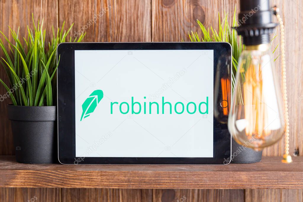 Tula Russia 16.01.20 robinhood on the tablet computer screen isolated