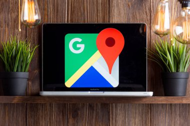 Tula Rusya dizüstü bilgisayardaki 16.01.20 Google haritası izole edildi.