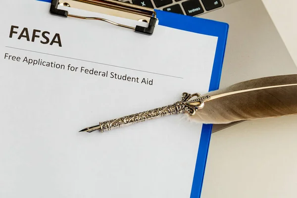 Fafsa statement empty document on the table.