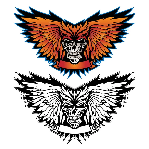 Skull Wing Logo Gráfico — Vetor de Stock