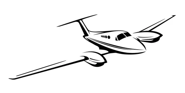 Small private twin engine airplane illustration — Stock Vector