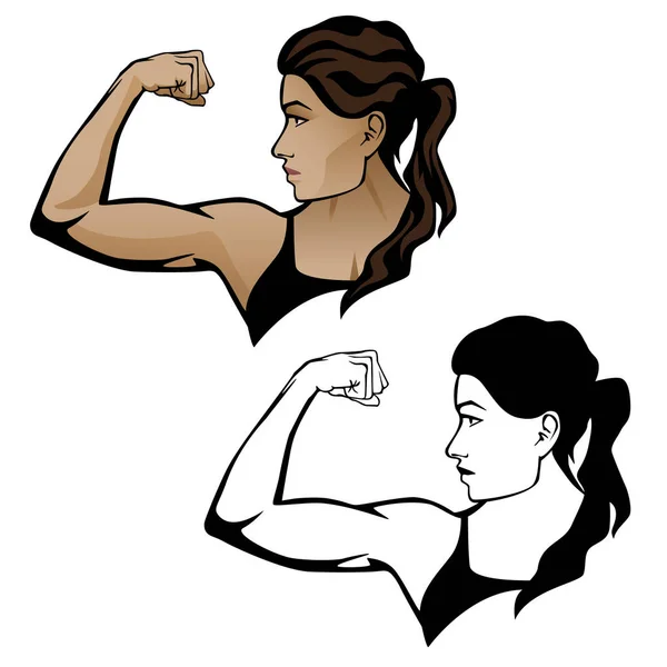 Female Fitness vrouw buigen van de Arm illustratie — Stockvector