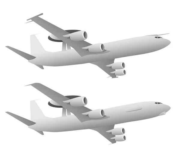 AWACS légi előrejelző és ellenőrző rendszer repülőgép — Stock Vector