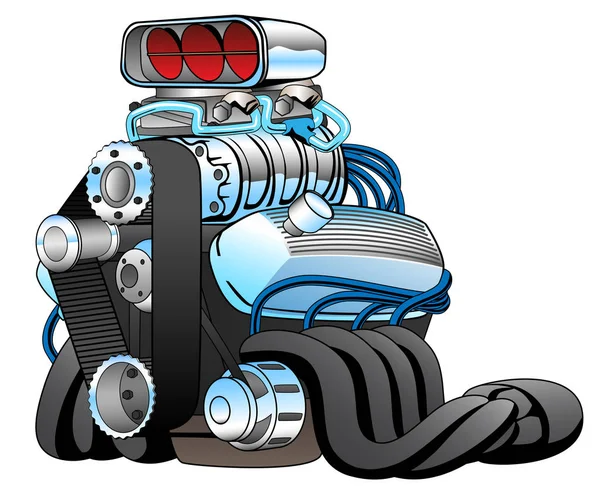 Hot Rod Race Car Engine Cartoon Vector Ilustração —  Vetores de Stock