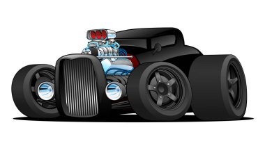 Hot Rod Vintage Coupe Custom Car Cartoon Vector Illustration  clipart