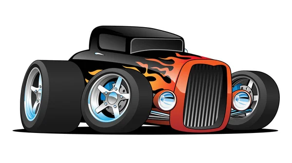 Illustration vectorielle de bande dessinée de voiture personnalisée de coupe classique de tige chaude — Image vectorielle