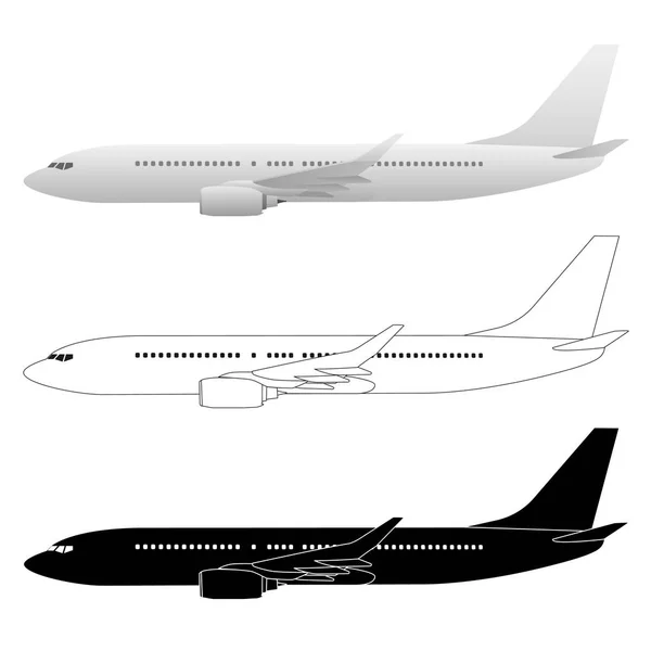 Illustrations vectorielles de jets de passagers d'avions de ligne commerciaux — Image vectorielle