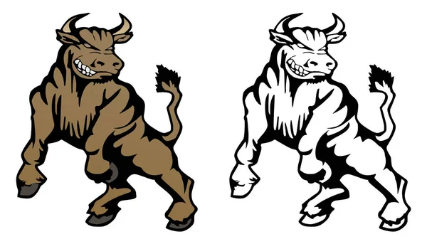 Bull Cartoon Mascote Ilustração —  Vetores de Stock