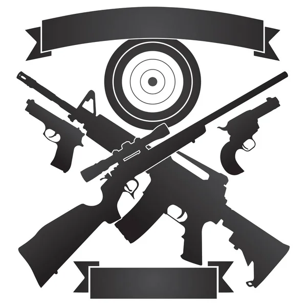Fucile Caccia Incrociato Fucile Semiautomatico Con Pistole Bersaglio Più Banner — Vettoriale Stock