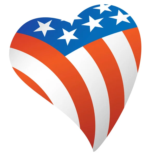 愛国心が強いアメリカの国旗アメリカ心臓ベクトル図 — ストックベクタ
