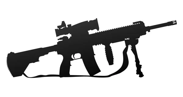 Illustrazione Vettoriale Della Silhouette Del Fucile Automatico Stile Militare — Vettoriale Stock