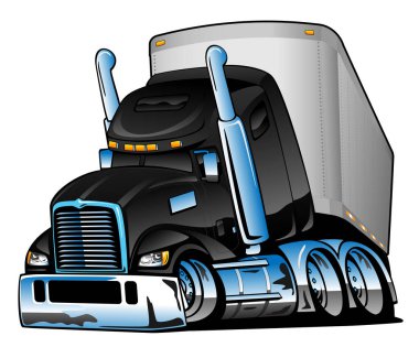 Semi Truck with Trailer Cartoon Vector Illustration clipart