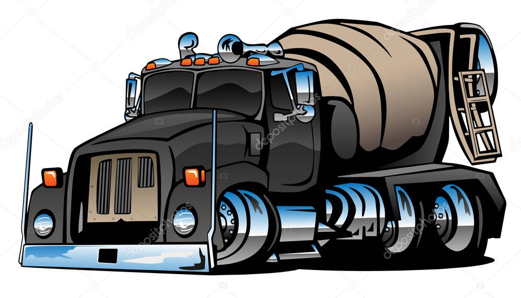 Cement Mixer Truck Cartoon Vector Illustration