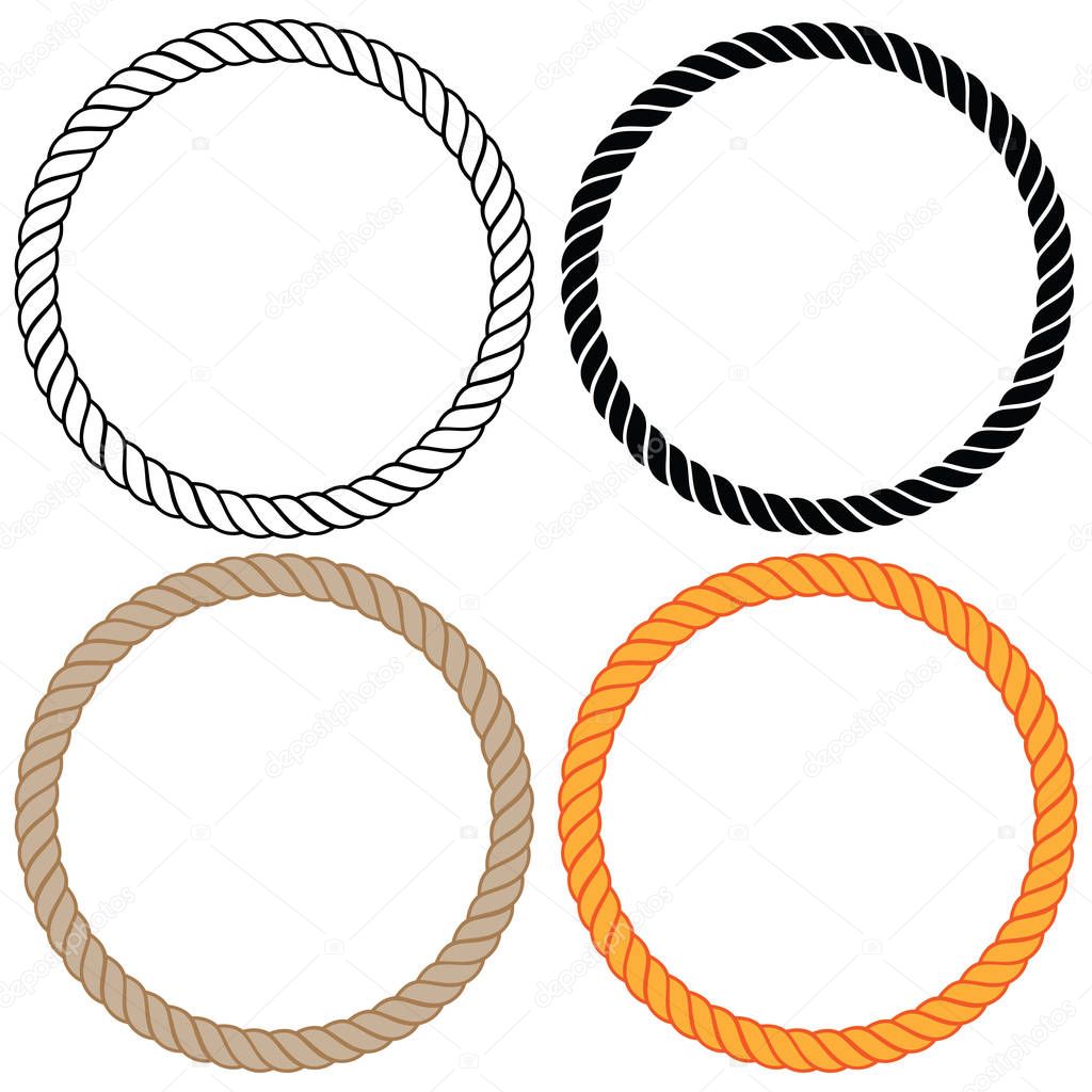 Braided twisted rope circles vector illustration