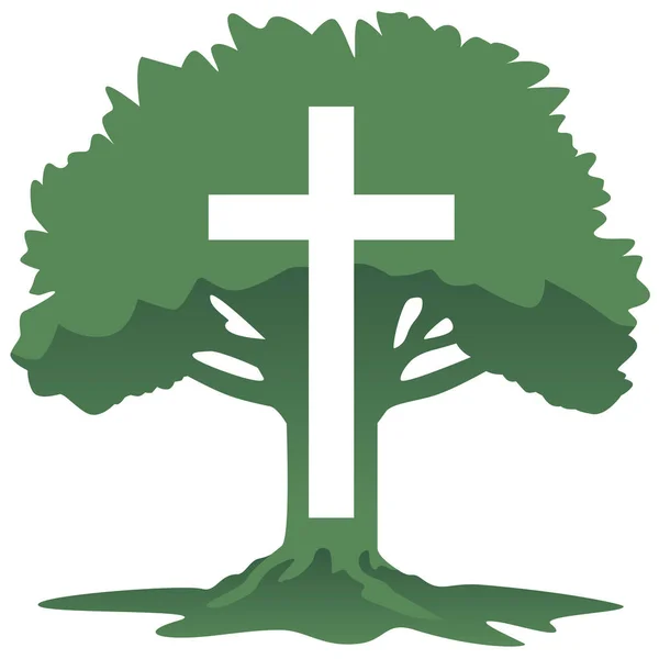 クロスや木クリスチャン宗教シンボル ベクトル イラスト — ストックベクタ