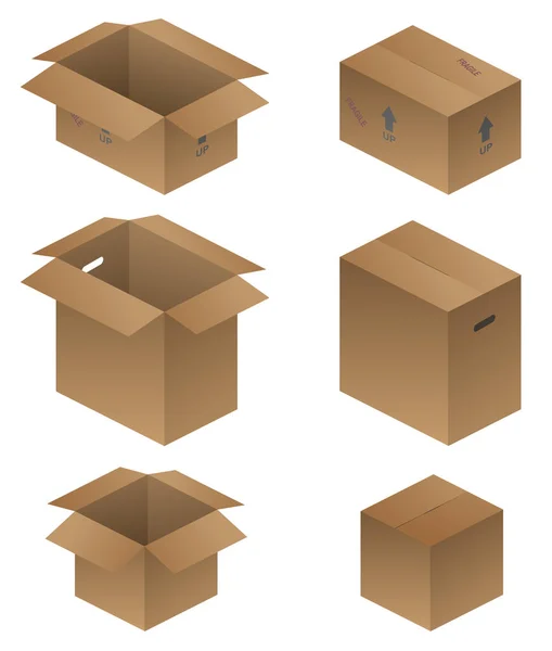 Varias Cajas Envío Embalaje Movimiento Vector Ilustración — Vector de stock