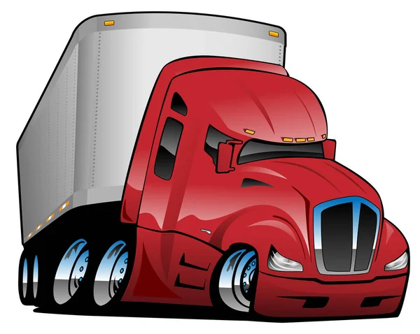 Semi Camión Con Remolque Ilustración Vectorial Dibujos Animados — Vector de stock