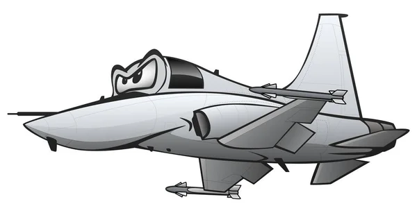 Illustrazione Del Vettore Del Fumetto Dell Aeroplano Militare Del Caccia — Vettoriale Stock