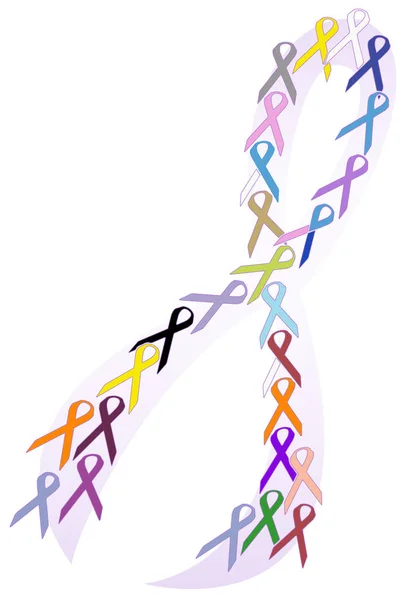 Cancer Awareness Ribbon Collage Vector Illustration — Stock Vector