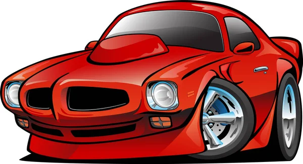 Seventies American Classic Muscle Car Cartoon Isolated Vector Illustration — Stock Vector