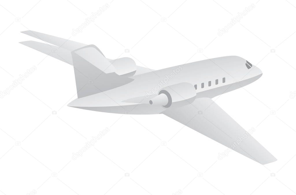 Small Private Jet Aircraft Flying Isolated Vector Illustration