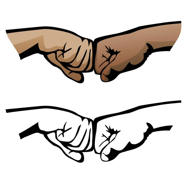 Poing Bump Healthy Diverse Hands Symbole Salutation Distance Sociale Illustration — Image vectorielle