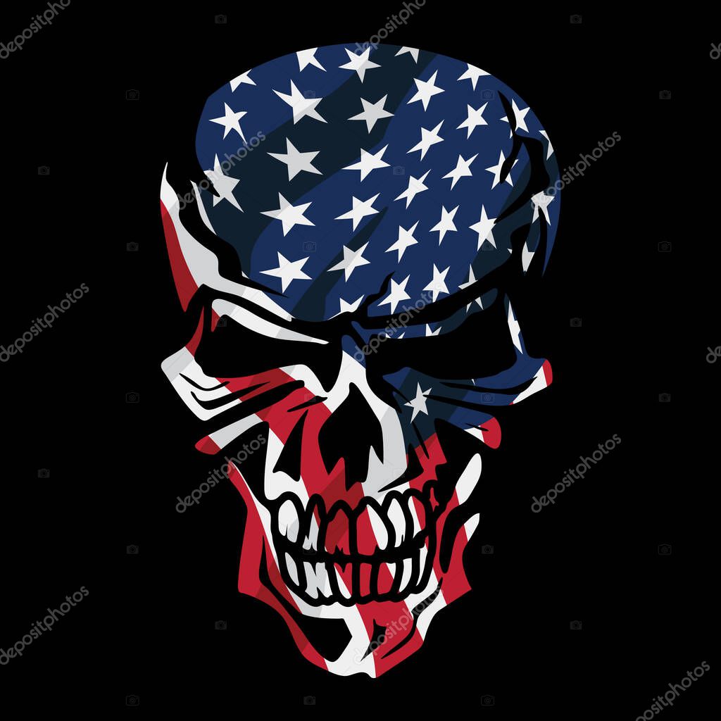 American Flag Skull Isolated Vector Illustration