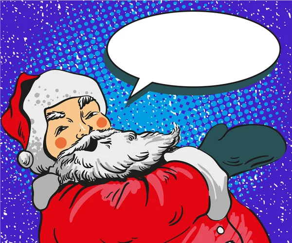 Illustration vectorielle du Père Noël dans le style pop art comique. Joyeux Noël vacances concept affiche et carte de voeux — Image vectorielle