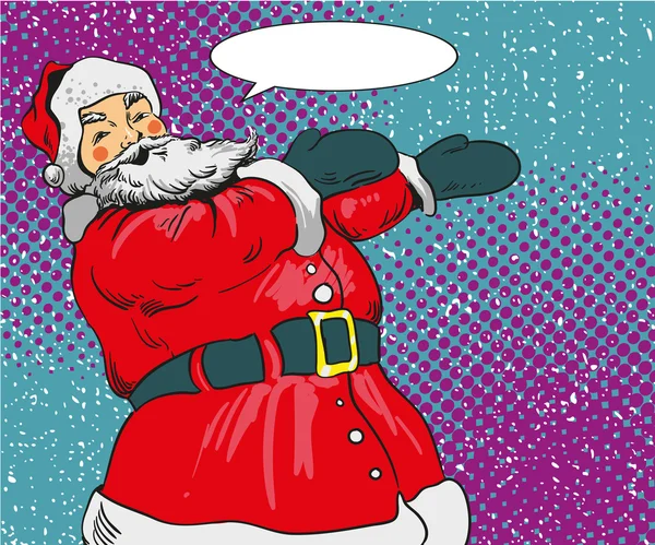 Ilustracja wektorowa Santa claus w stylu pop komiksu. Merry Christmas wakacje koncepcja plakat i pozdrowienia karty — Wektor stockowy