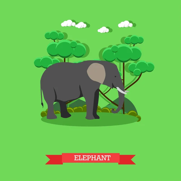 Zookonzept-Banner. Wildtier Elefant. Vektorillustration im flachen Design — Stockvektor