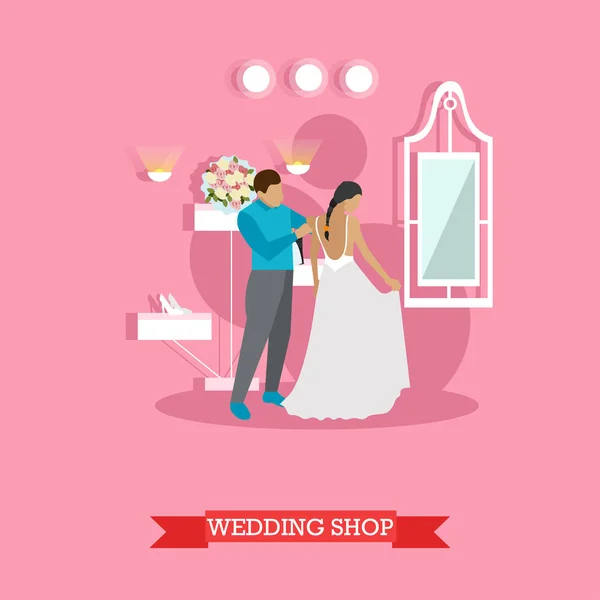 Bröllop butiksinredningen - vektorillustration — Stock vektor