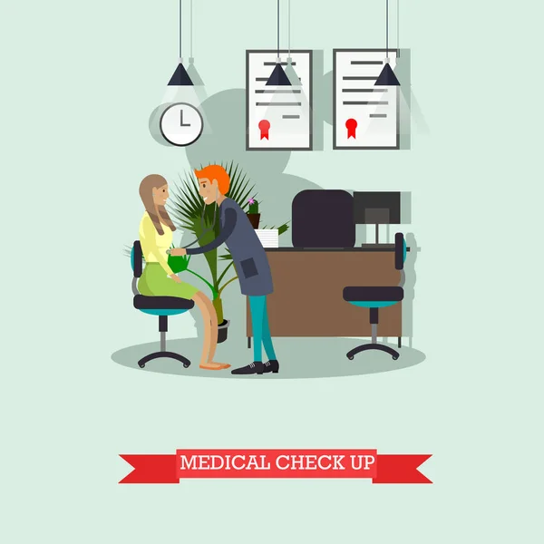 Doctor conduct patient medical check up. Vector illustration in flat style. — Stock Vector