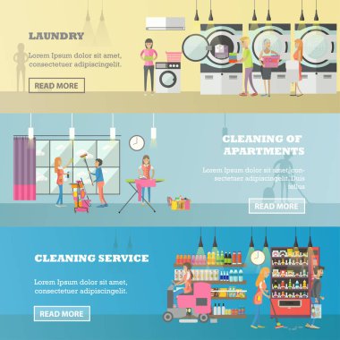 Hizmet kavramı afiş temizlik vektör set