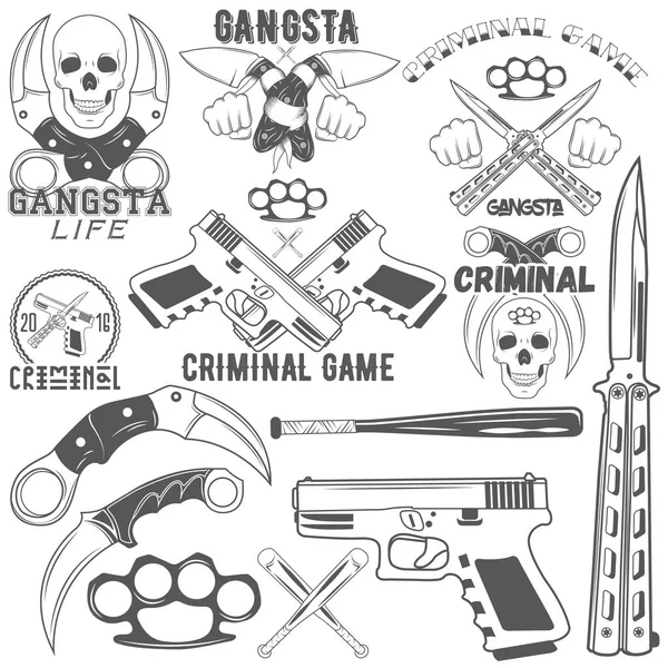 Collection of vector gang and criminal logotypes — Stock Vector