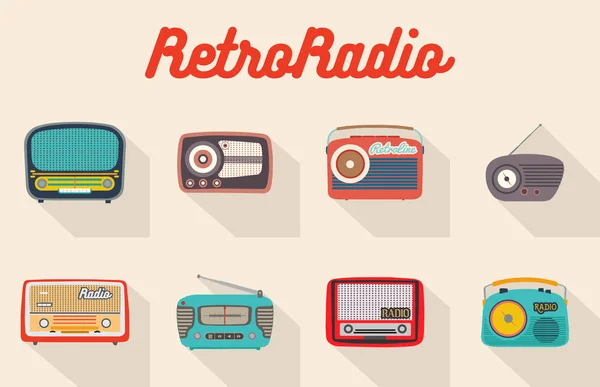 Colección de receptores de radio vectoriales planos . — Vector de stock