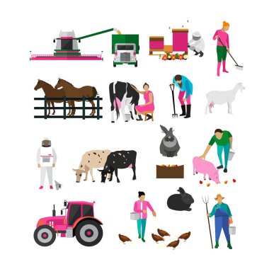 Set of village people, flat design, isolated clipart