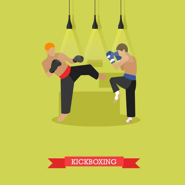Kickboxers luta, design plano — Vetor de Stock