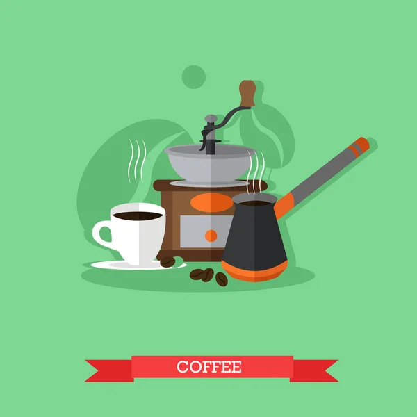 Ilustración vectorial de elementos de diseño de bebidas de café en estilo plano — Vector de stock