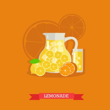 Limonata limon, portakal ve buz, vektör yenileme