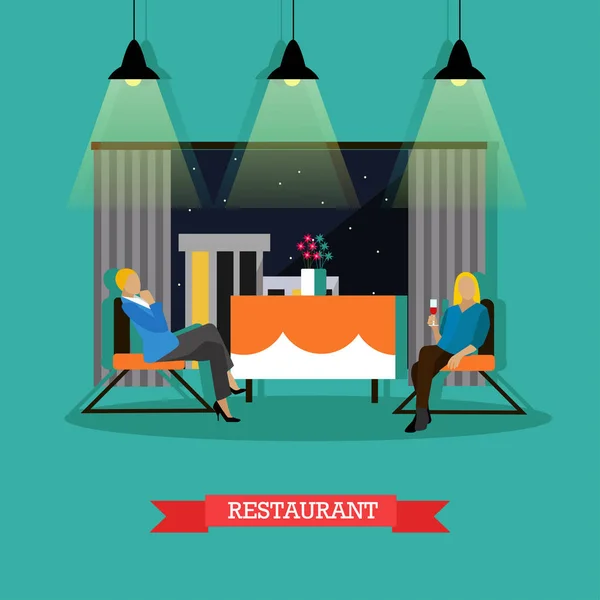 Élément de design de restaurant vectoriel avec des femmes assises à la table — Image vectorielle
