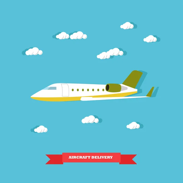 Vector illustration of aircraft delivery concept design element, flat style — Stock Vector